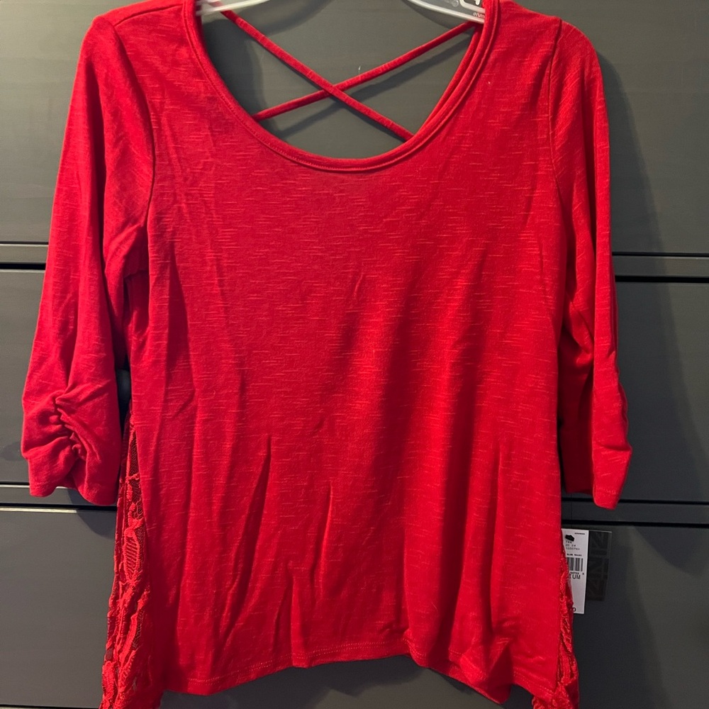 Red Women's Top with Crisscross Back